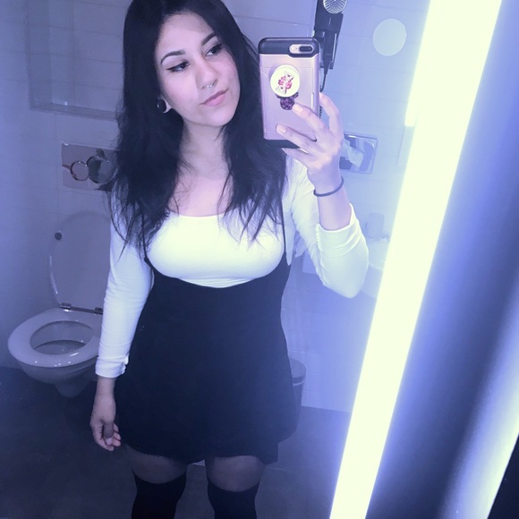 Black Forever 21 Suspender High Waist Shorts - Picture 3 of 4